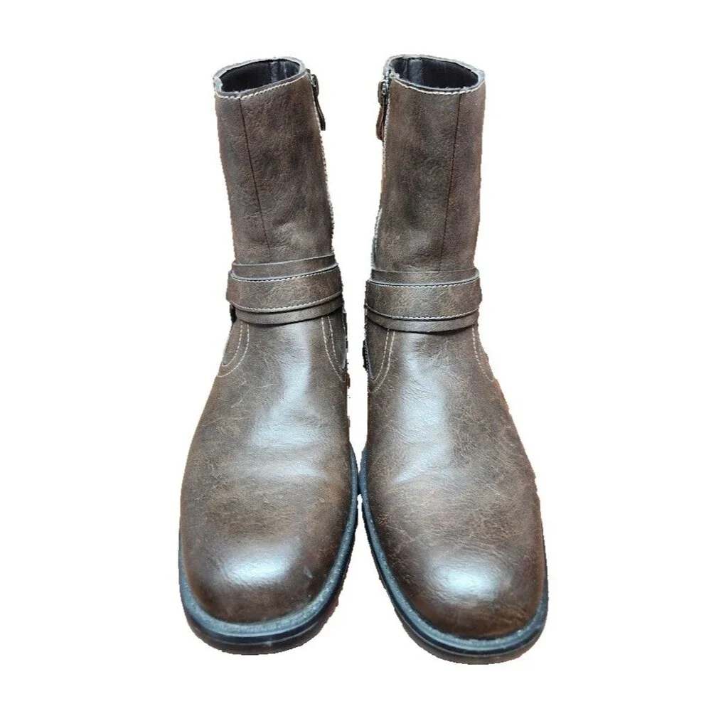 RW by Robert Wayne Conroy 207 Motorcycle Boots Men’s 10D Brown Leather Side Zip
